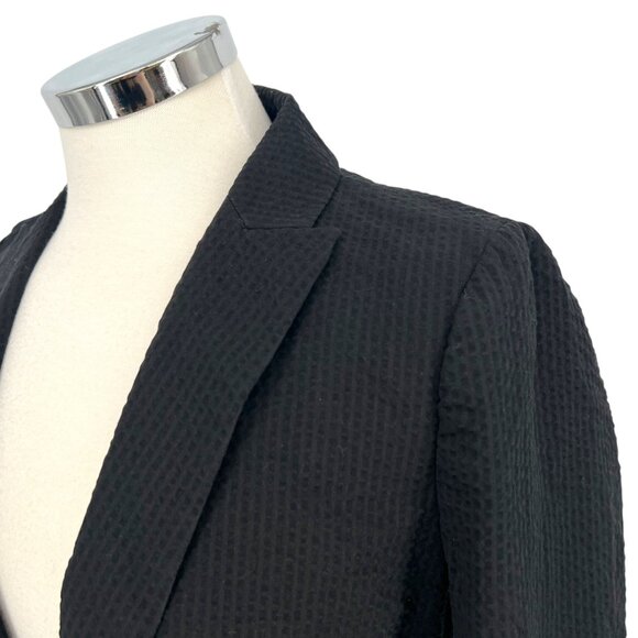 J. Crew Eniko Seersucker One Button Blazer Suit Jacket Black Size 2 - Picture 4 of 15